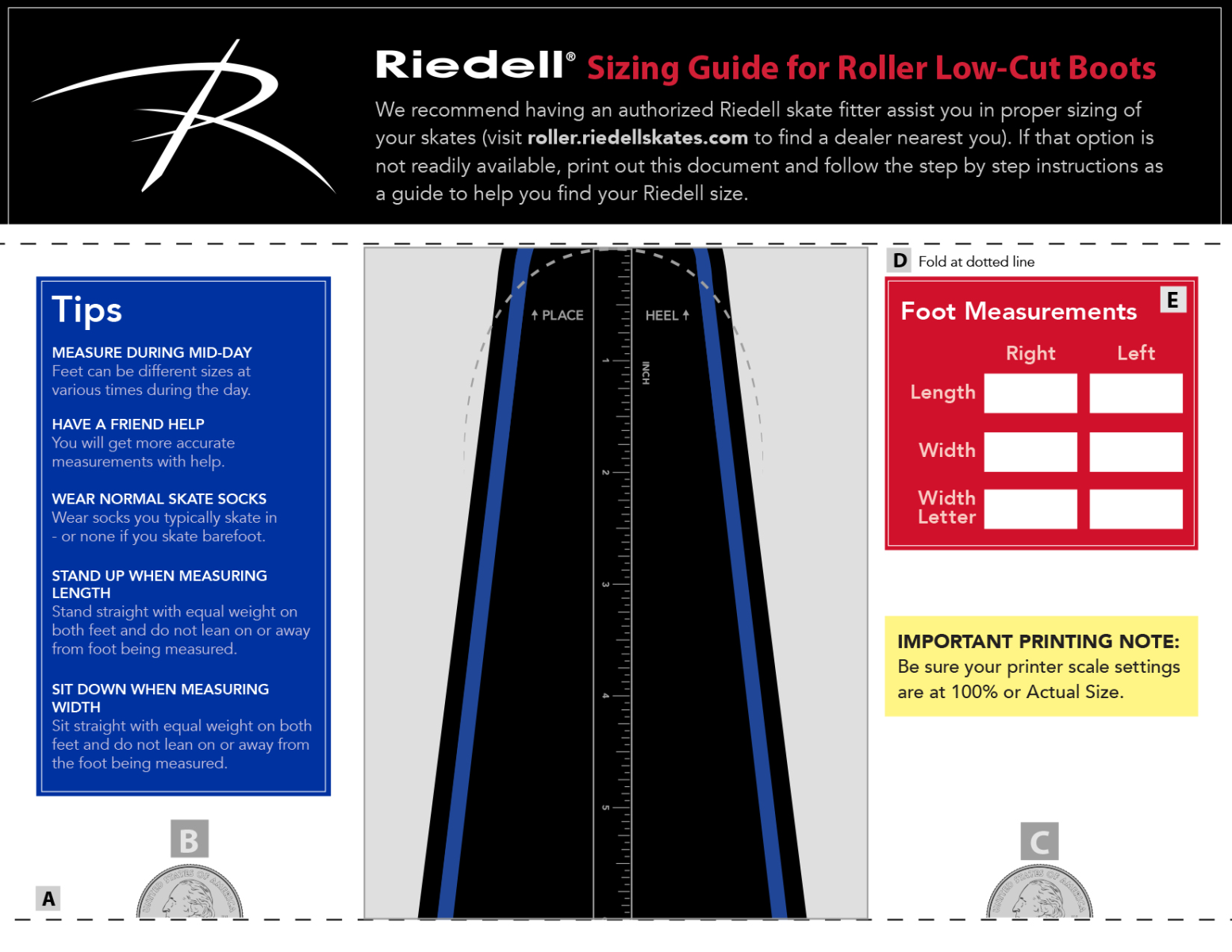 Click to download Riedell’s Low-Cut Boot Sizing Guide.